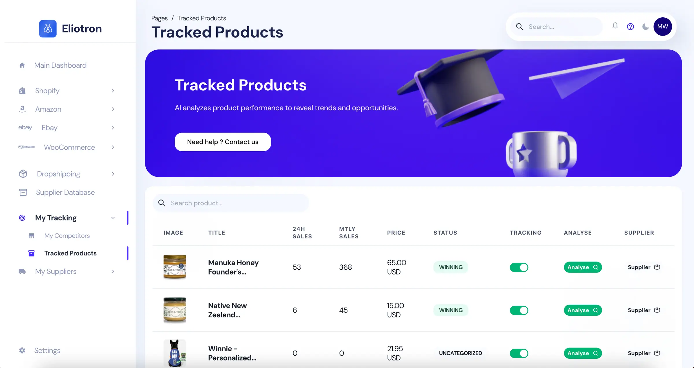 Competitor tracking dashboard showing product and pricing changes